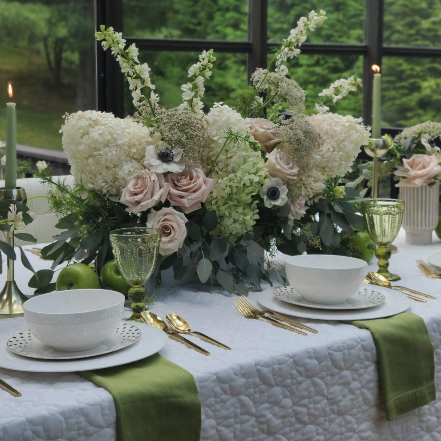 Paloma Quilted Tablecloth - Elegant Linen