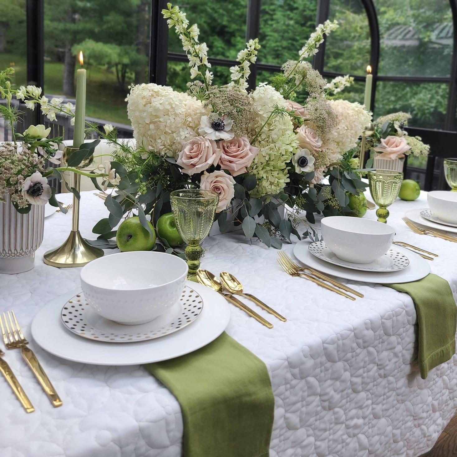 Paloma Quilted Tablecloth - Elegant Linen