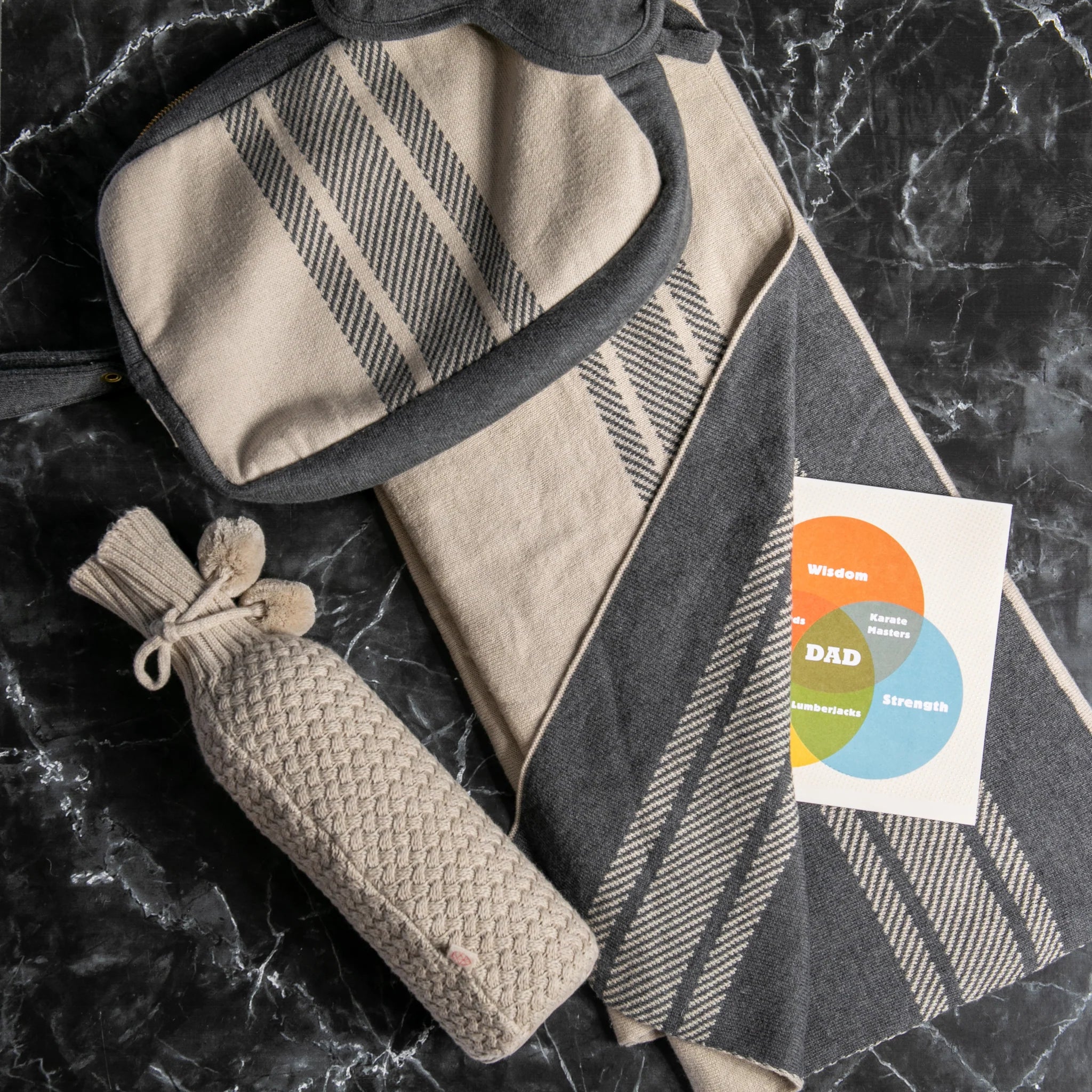 Stripe Dark Grey mel/Pale Whisper Travel Set