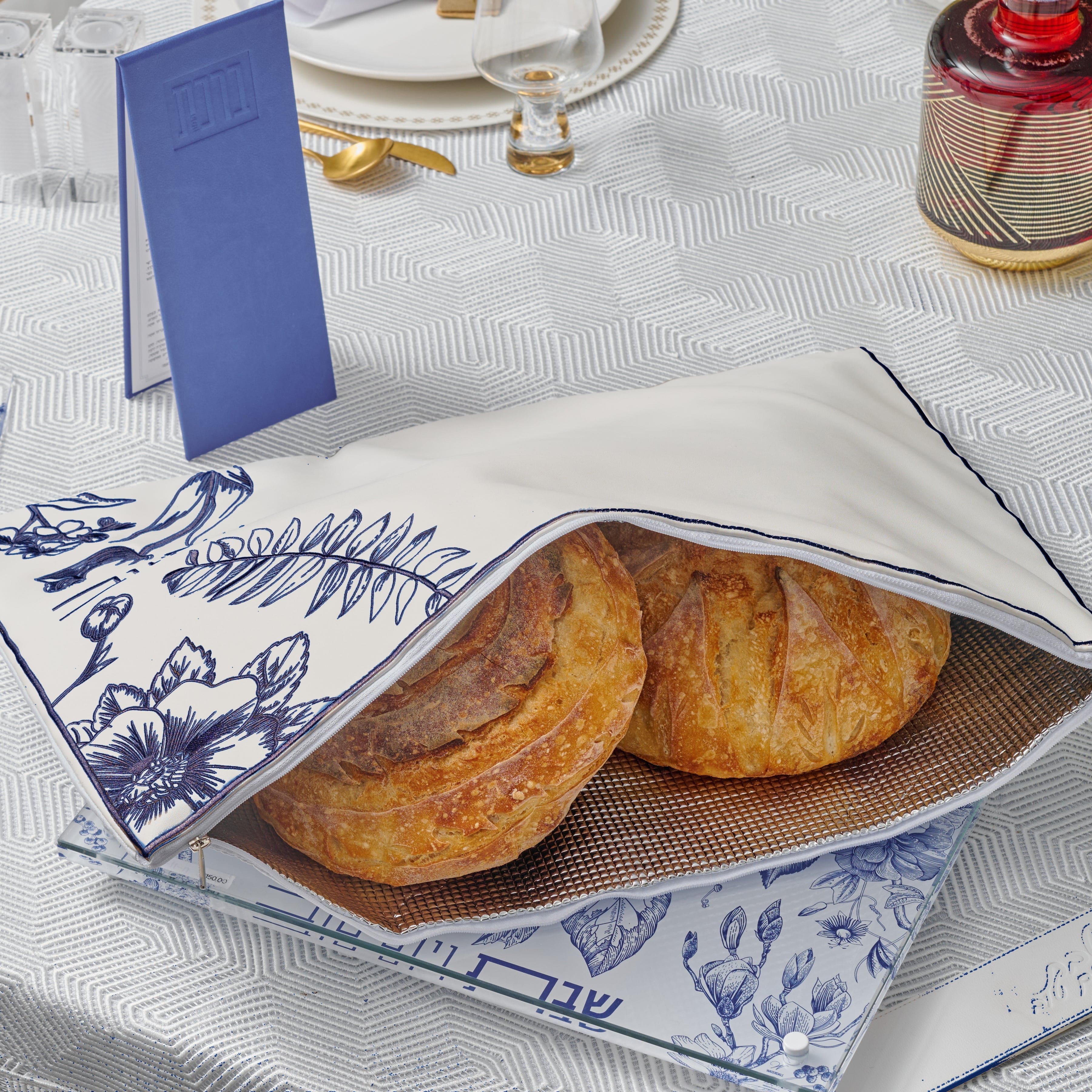 French Toile Challah Pouch Cover