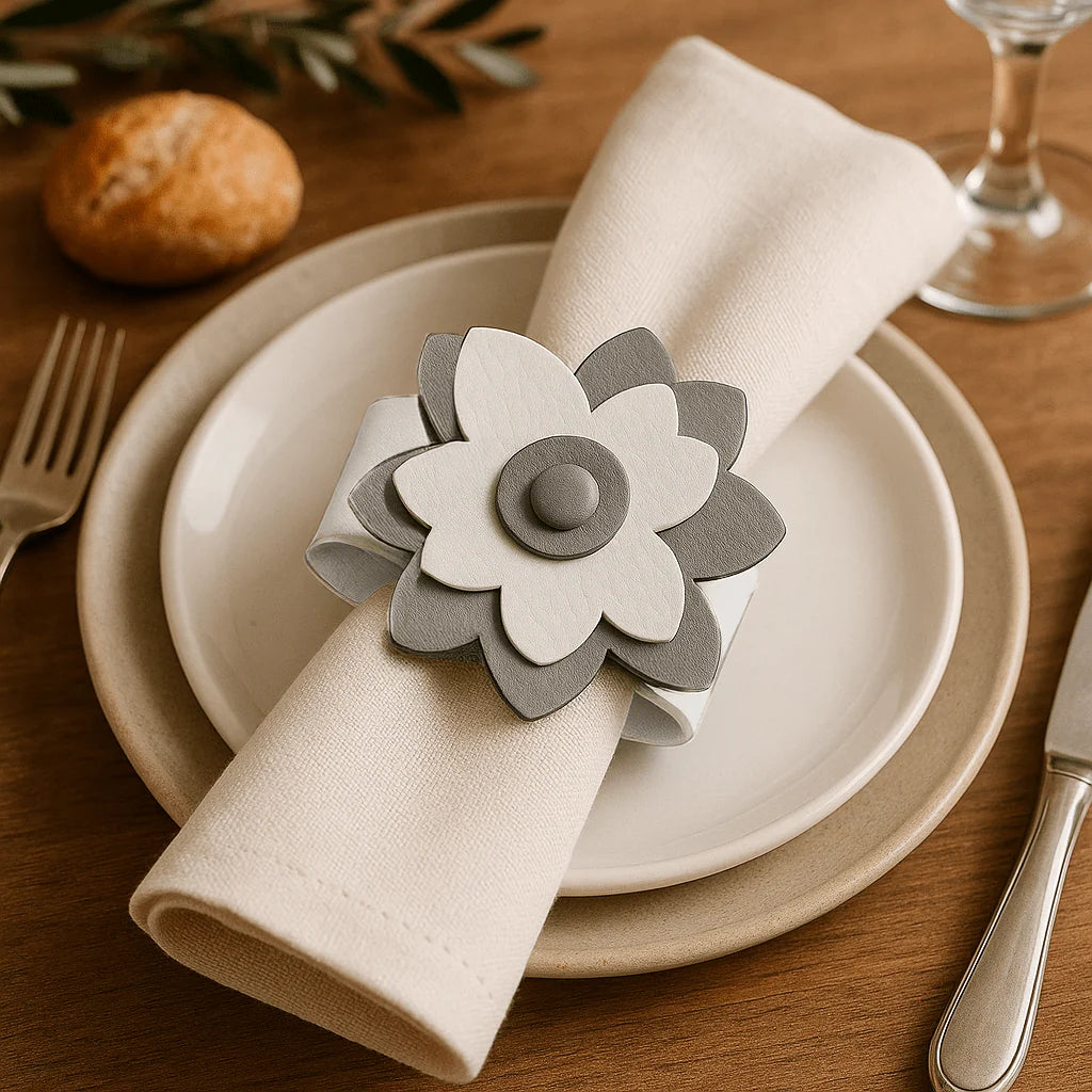 Leather Flower Napkin Wraps