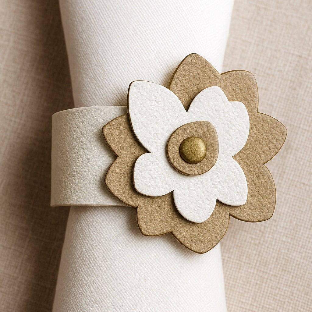 Leather Flower Napkin Wraps