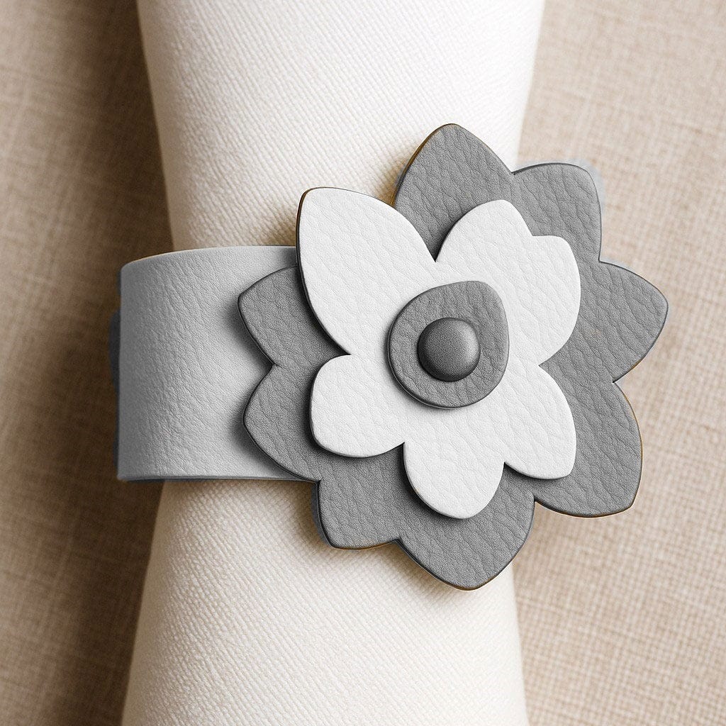 Leather Flower Napkin Wraps