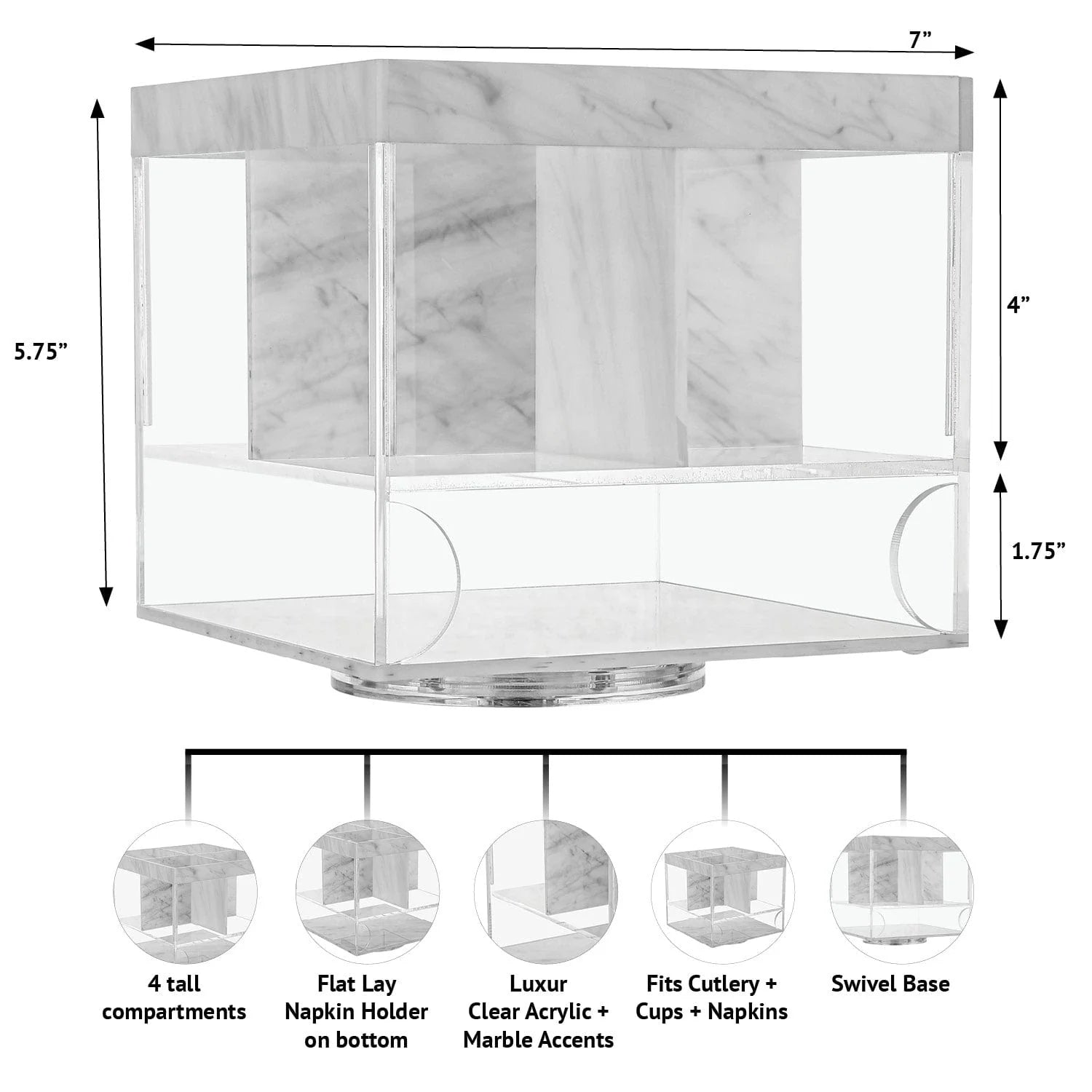 Marble Swivel Silverware Caddy