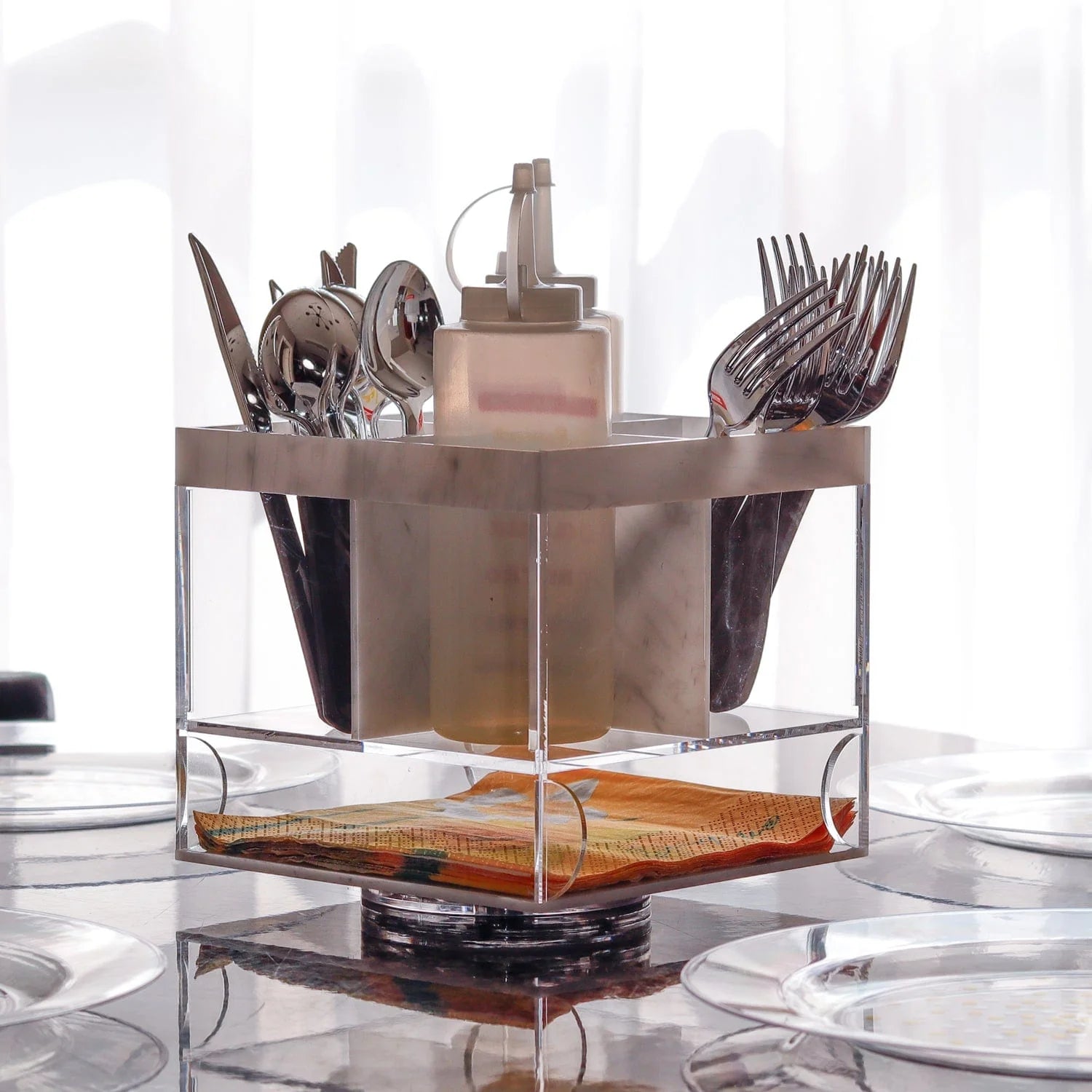 Marble Swivel Silverware Caddy
