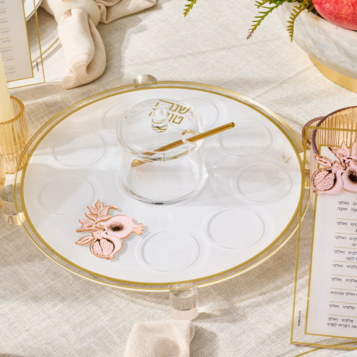 Rosh Hashana Classic Pomegranate Simanim Tray