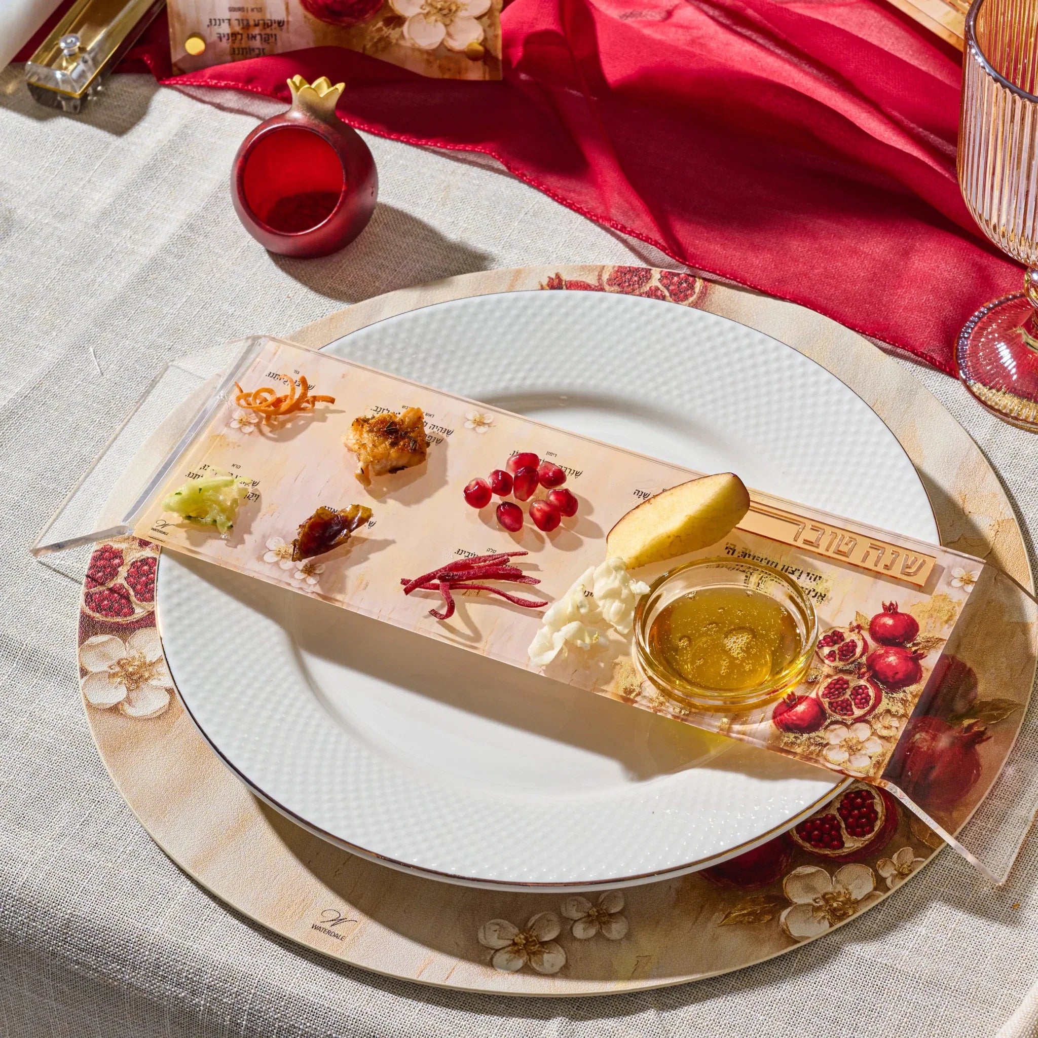 Rosh Hashana Raised Painted Pomegranate Simanim Tray (4)