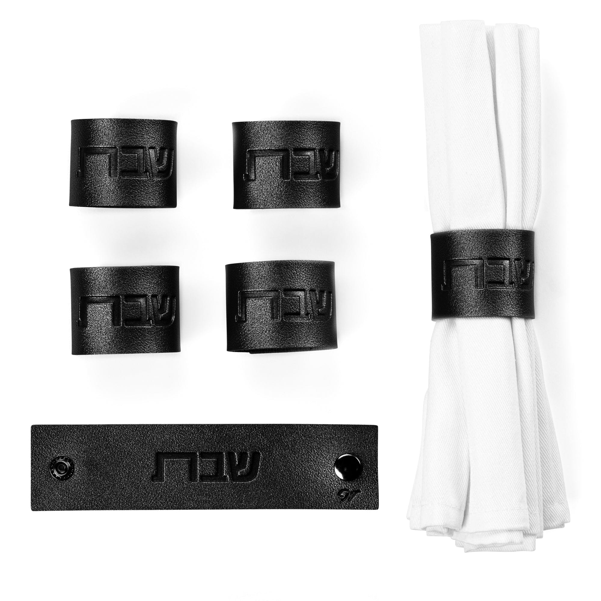 Shabbos Leather Napkin Wraps - Pack of 4