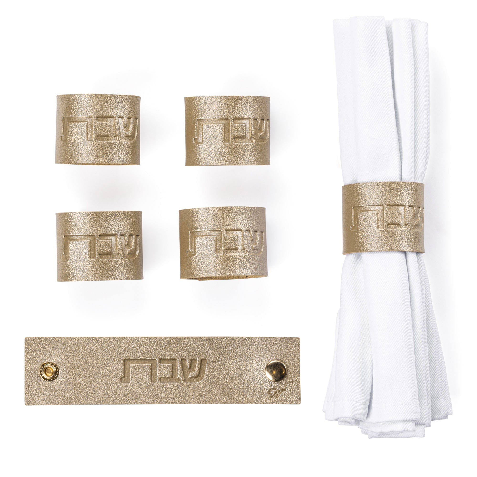 Shabbos Leather Napkin Wraps - Pack of 4