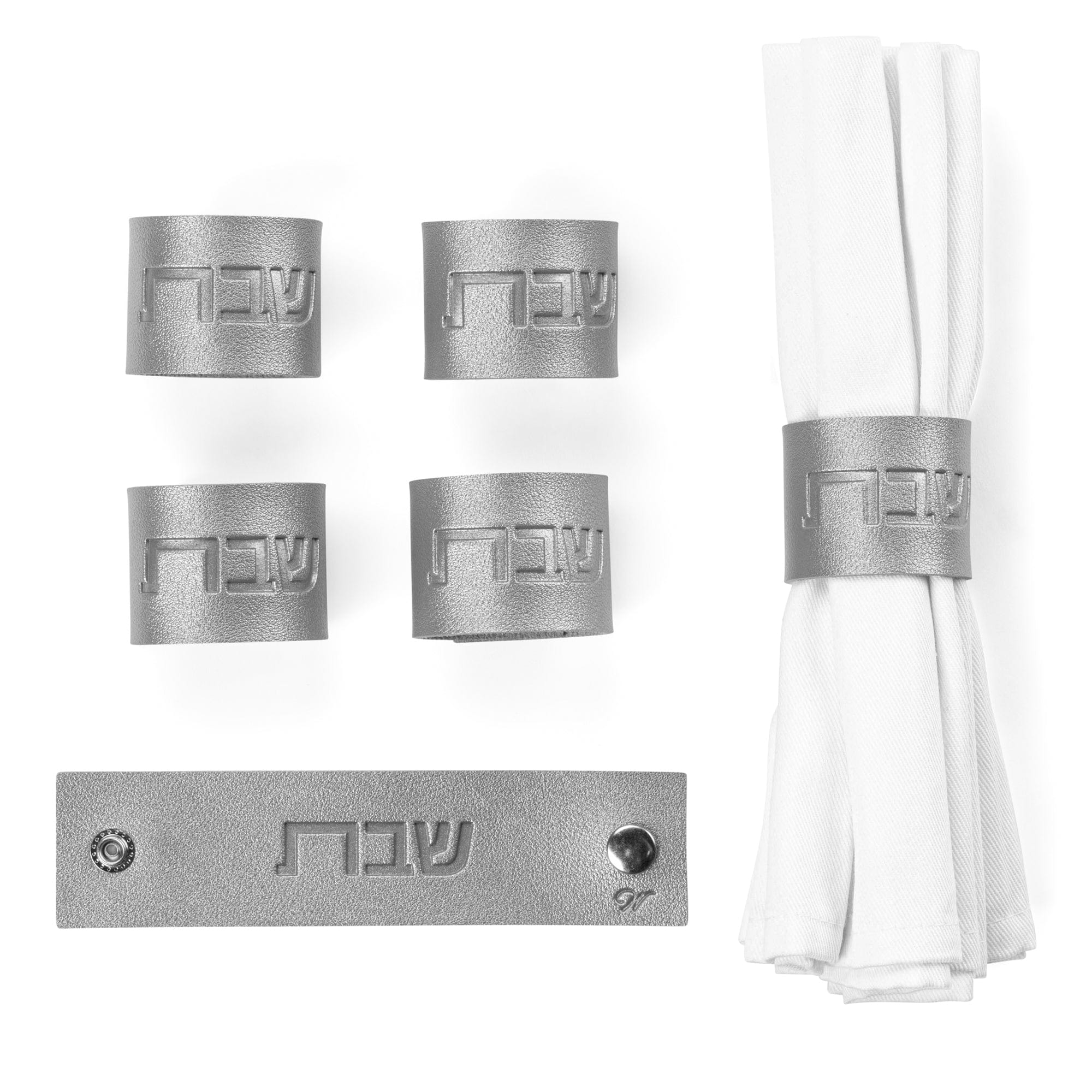 Shabbos Leather Napkin Wraps - Pack of 4