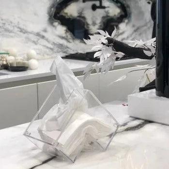 Angle Acrylic Tissue Box - Elegant Linen