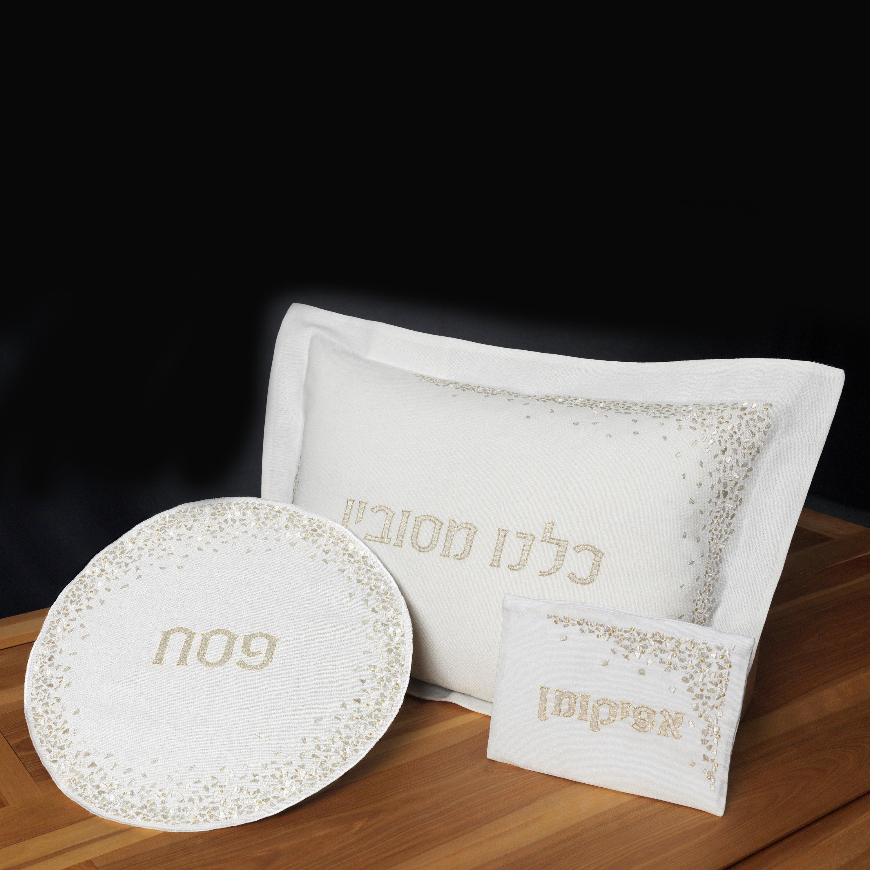 Azure Crystal 3 Piece Pesach Set - Elegant Linen