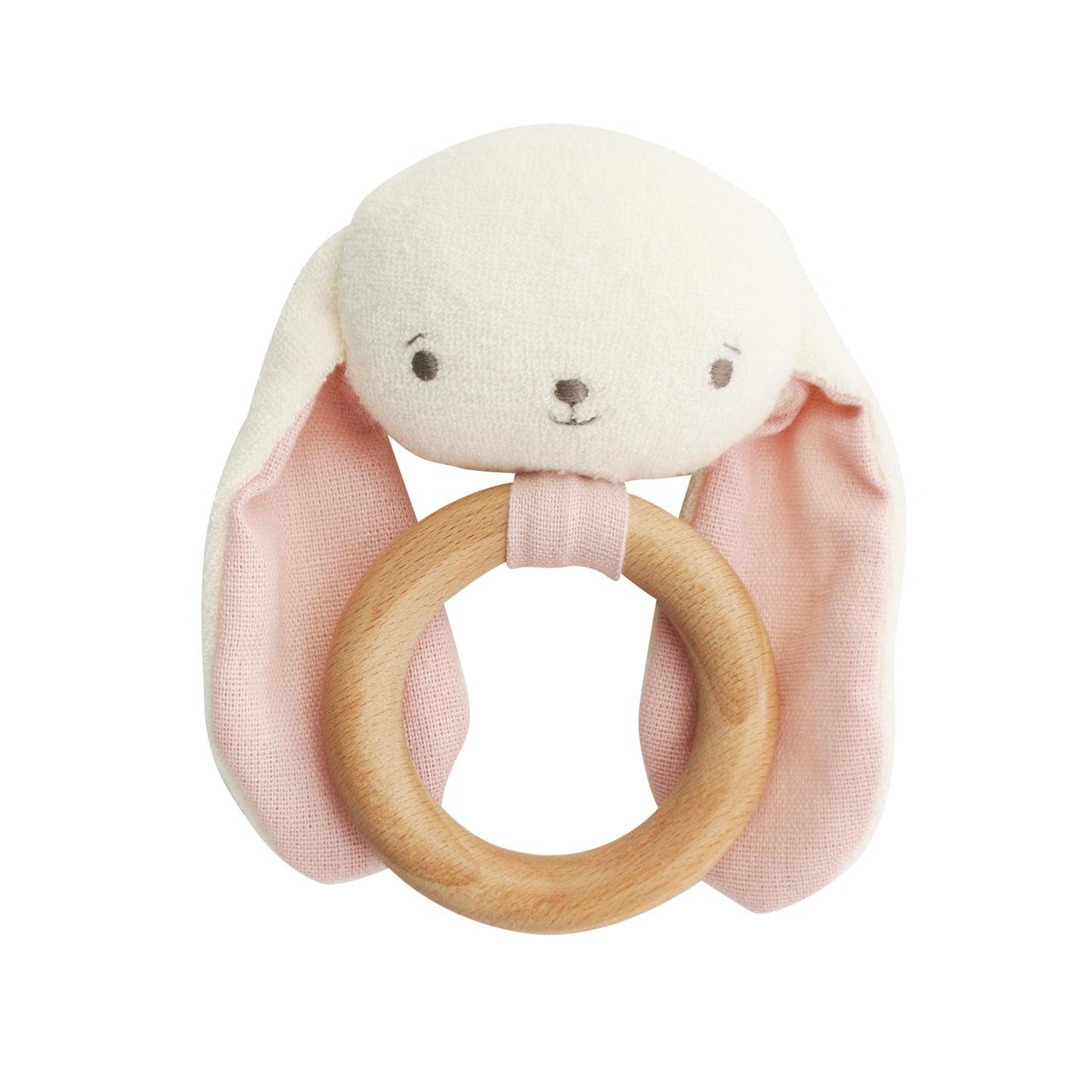 Baby Bunny Teether Rattle Pink - Elegant Linen