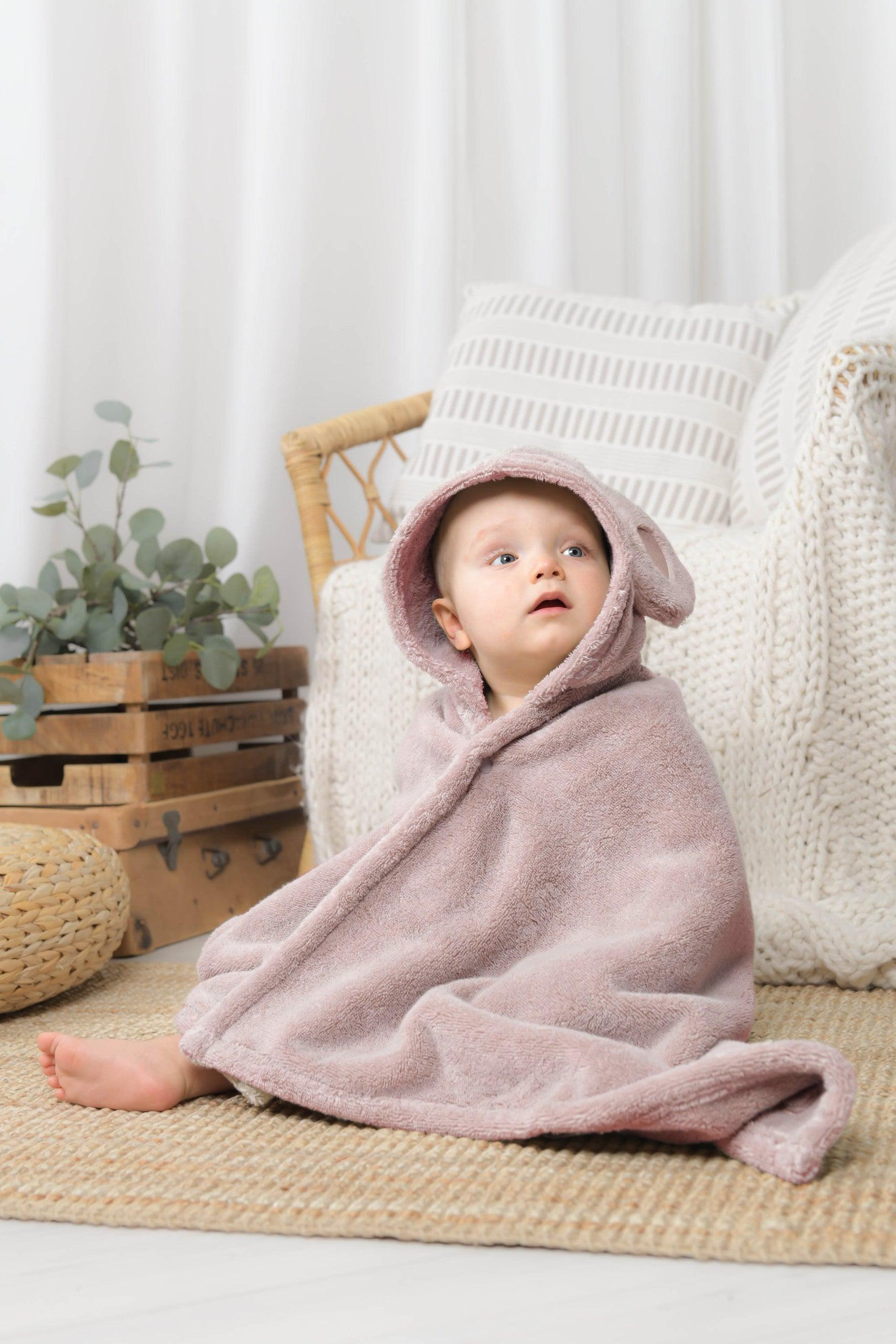 Baby&Cape Towel 0-5 yrs. Dusty Rose - Elegant Linen