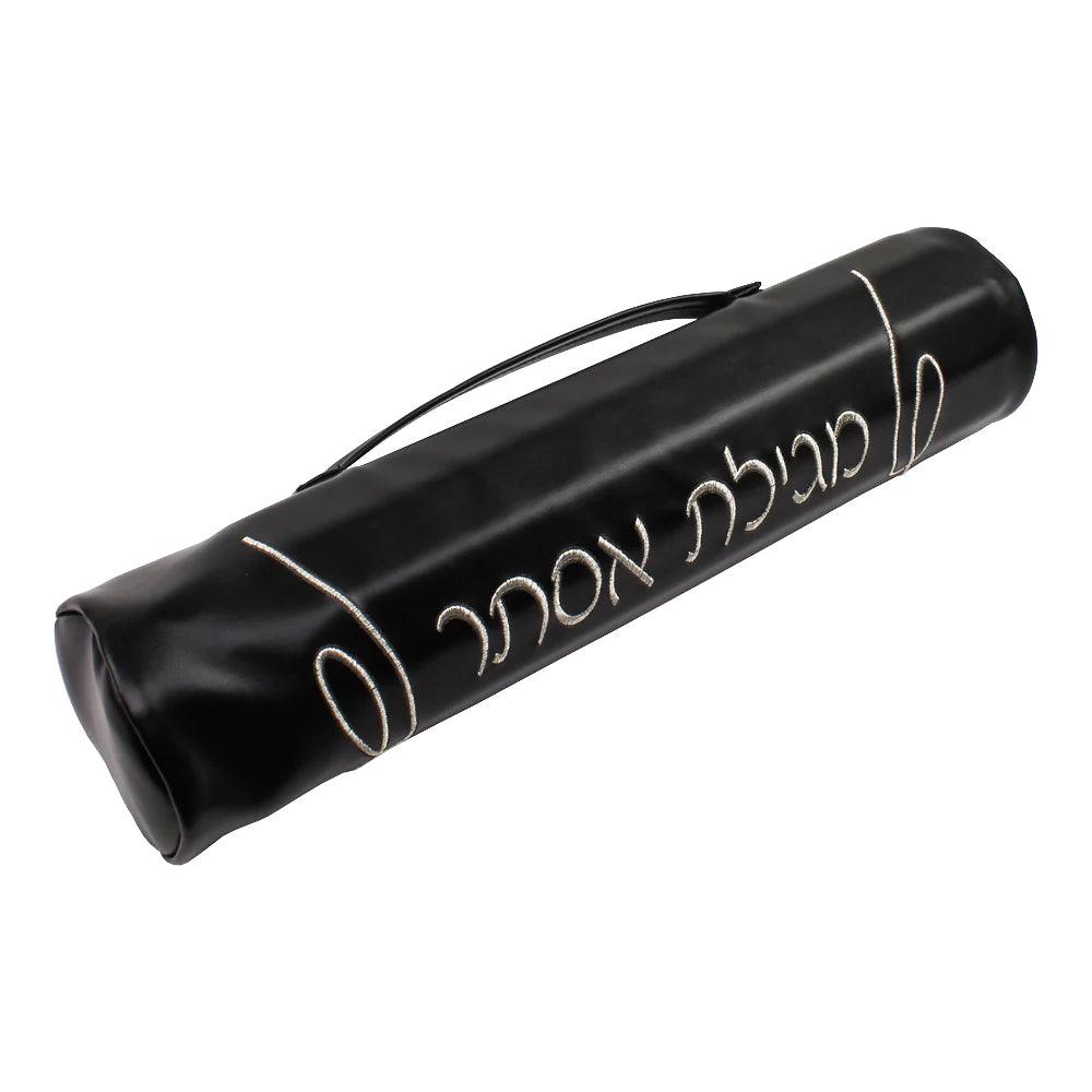 Black Leatherette Megillah Case - Classic Design - Elegant Linen