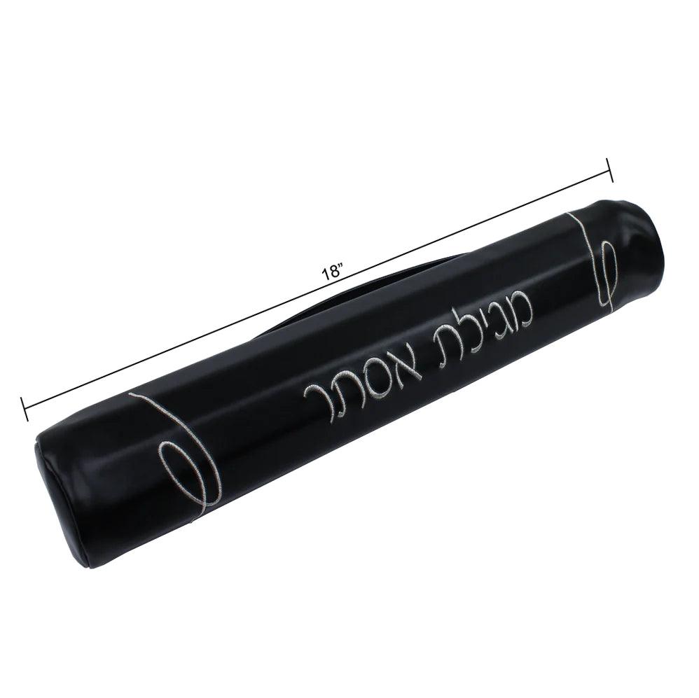Black Leatherette Megillah Case - Classic Design - Elegant Linen