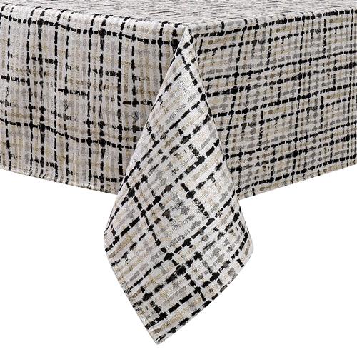 Black Weave Jacquard Tablecloth - Elegant Linen