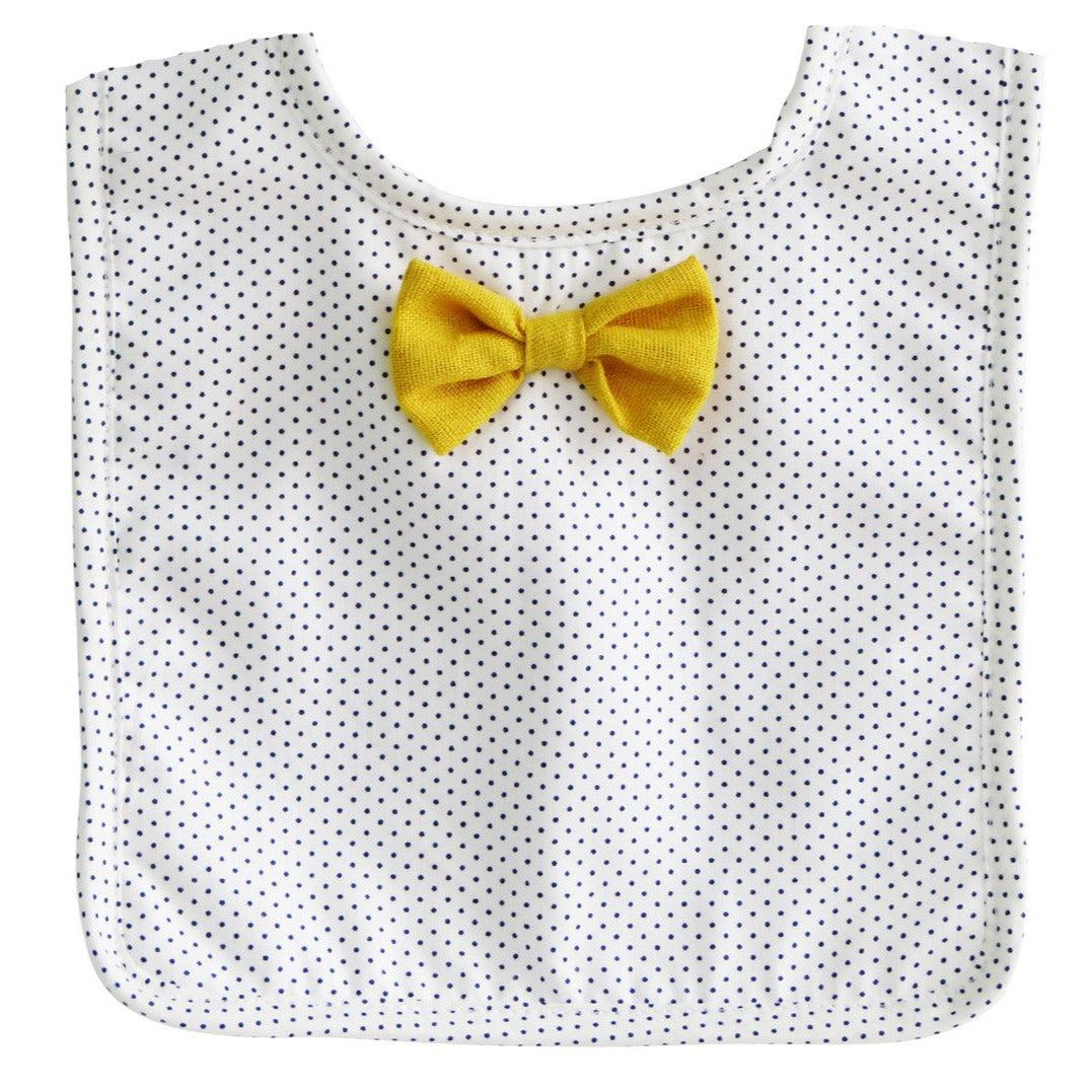 Bow Tie Bib Navy Pinspot - Elegant Linen