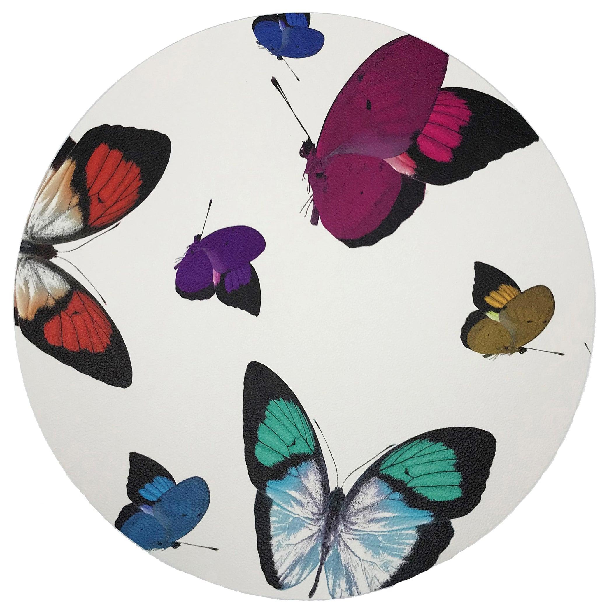 Butterflies Original 16" Round Pebble Placemat - Elegant Linen