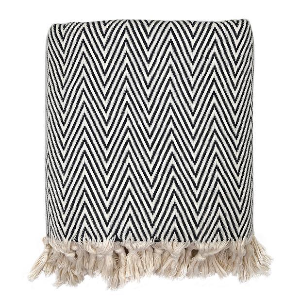 Chunky Chevron Turkish Throw - Elegant Linen