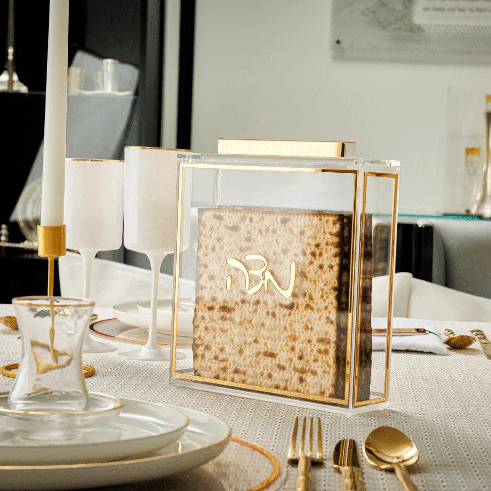Classic Square Matzah Box - Elegant Linen