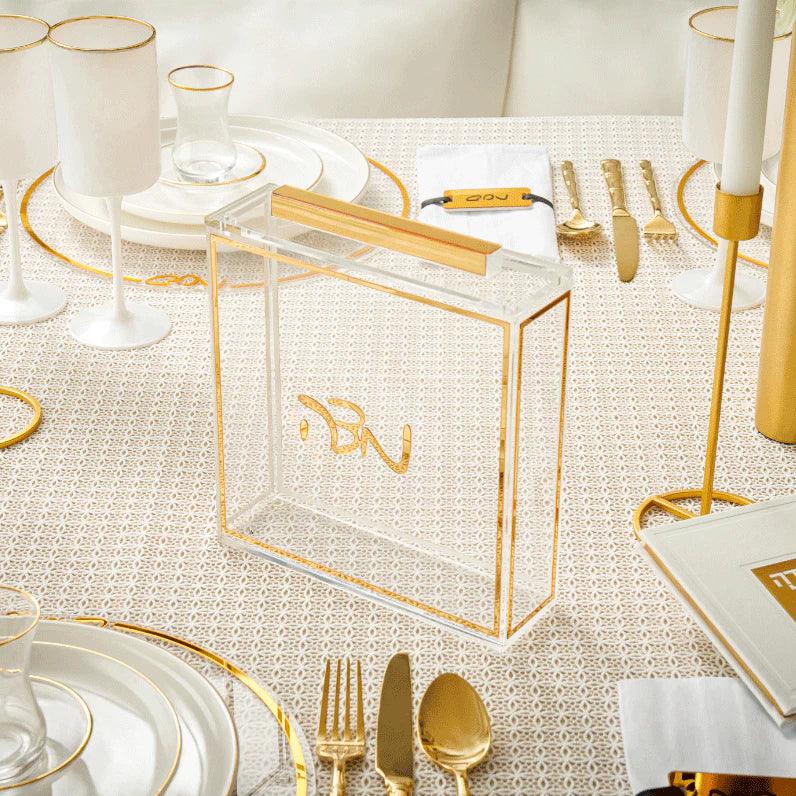 Classic Square Matzah Box - Elegant Linen
