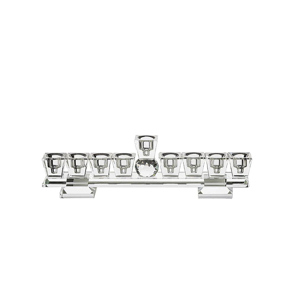 Crystal Menorah Flat With Stand - Elegant Linen