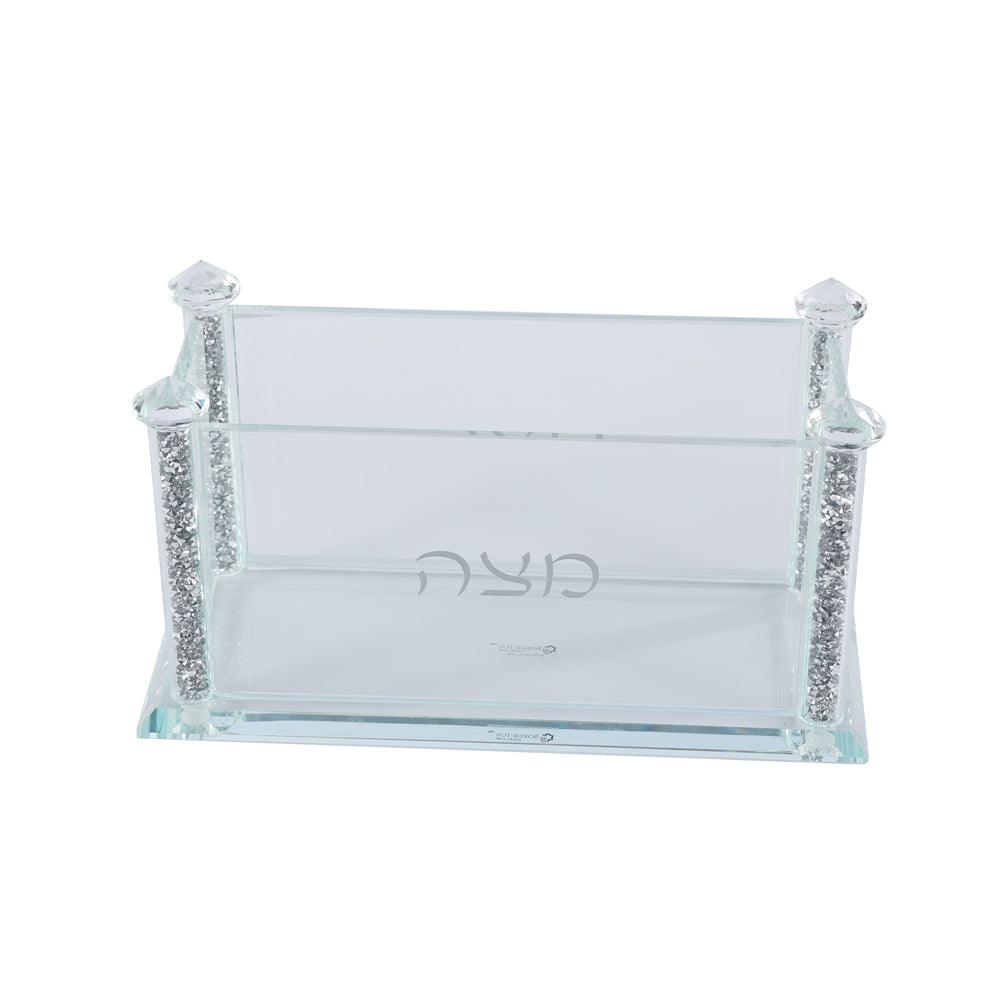 Crystal Square Matzah Box with Decorative Crystals - Elegant Linen