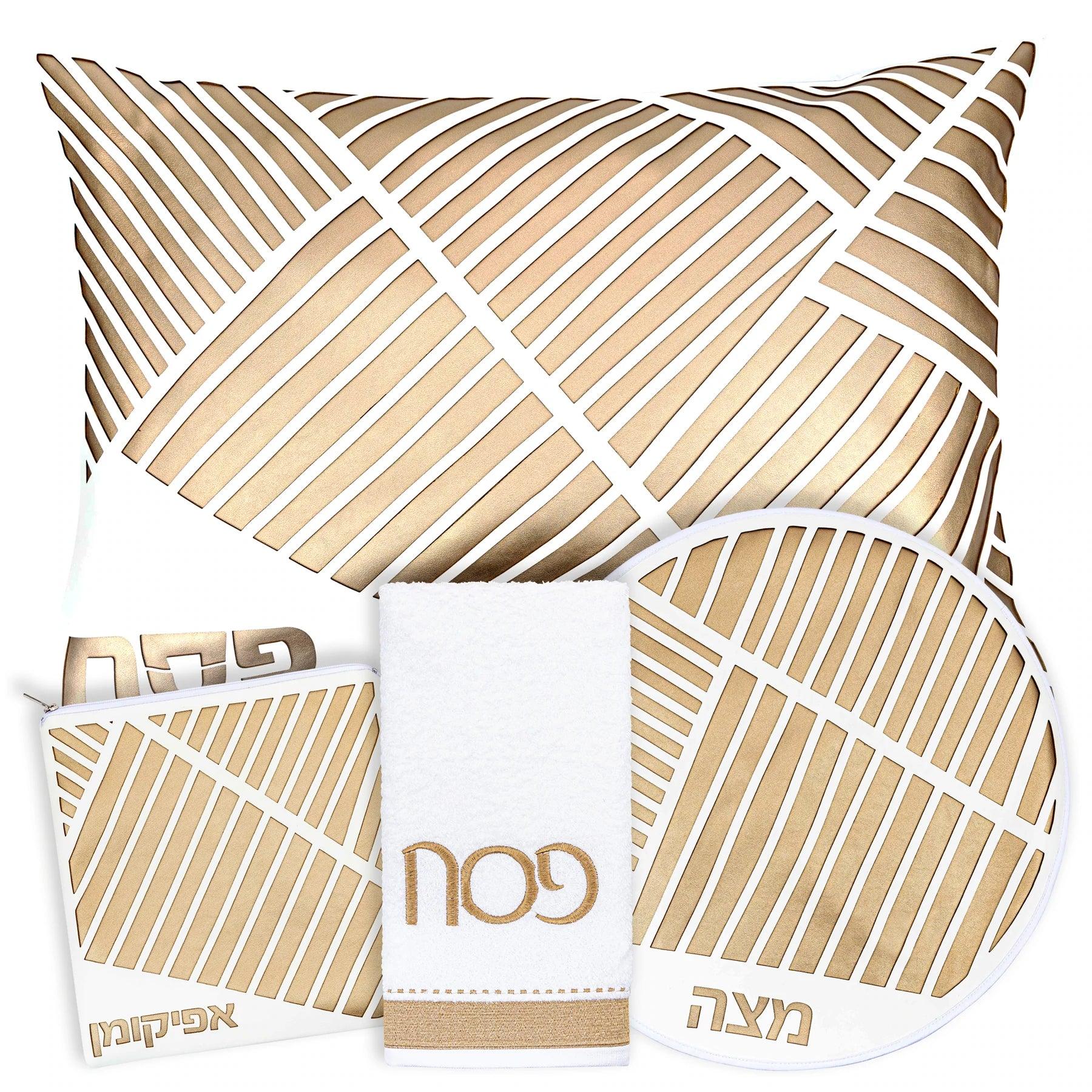 Diagonal Laser Cut Pesach Set - Elegant Linen