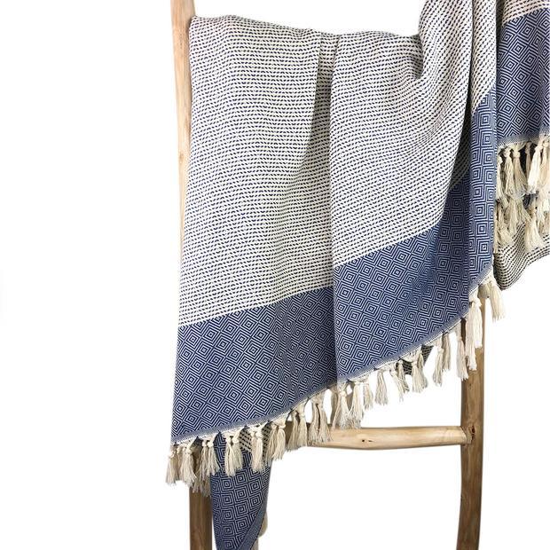 Diamond Stripe Turkish Throw - Elegant Linen