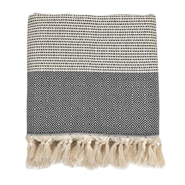 Diamond Stripe Turkish Throw - Elegant Linen