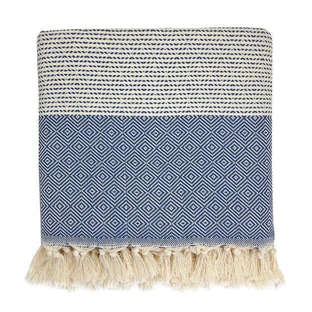 Diamond Stripe Turkish Throw - Elegant Linen