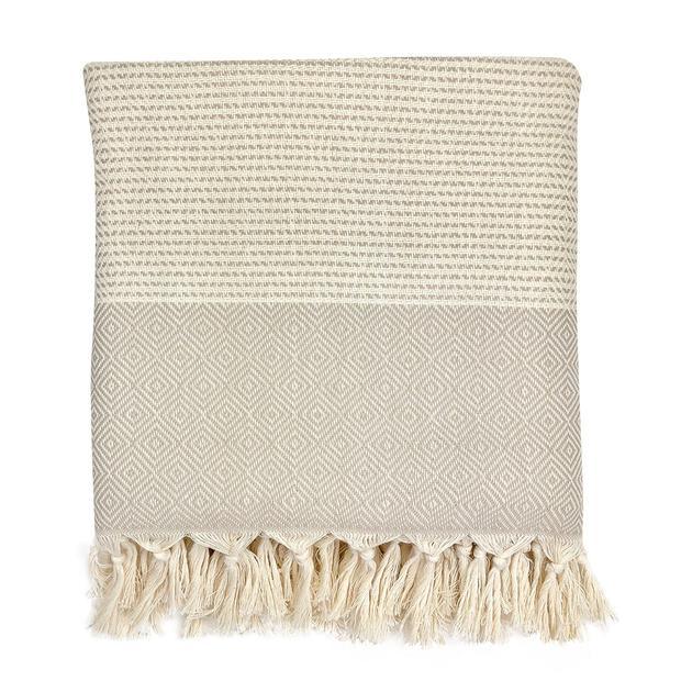 Diamond Stripe Turkish Throw - Elegant Linen