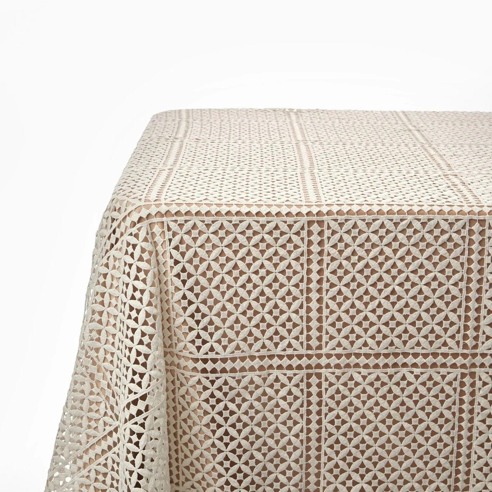 Doria Eyelet Tablecloth - Elegant Linen