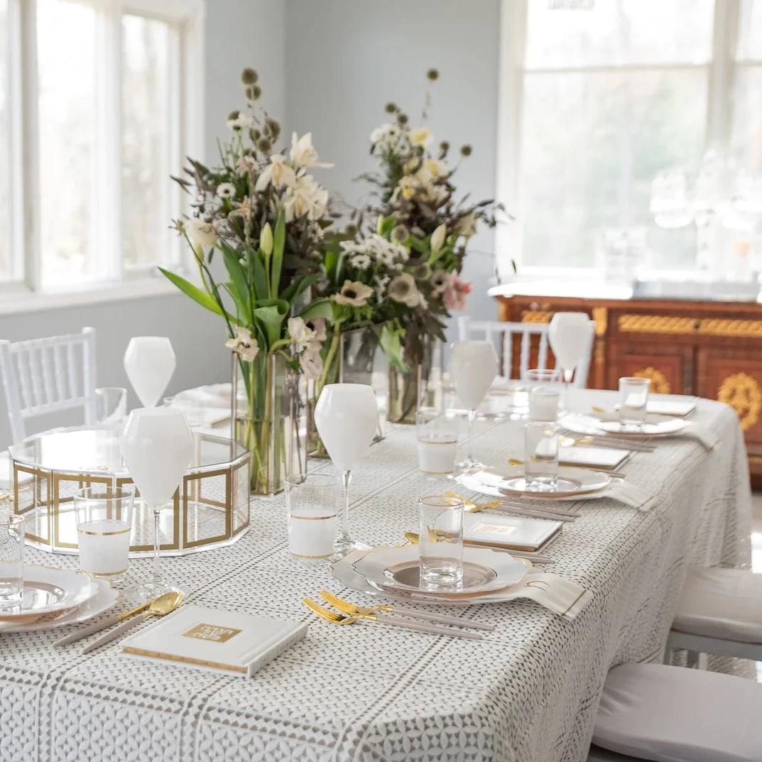 Doria Eyelet Tablecloth - Elegant Linen
