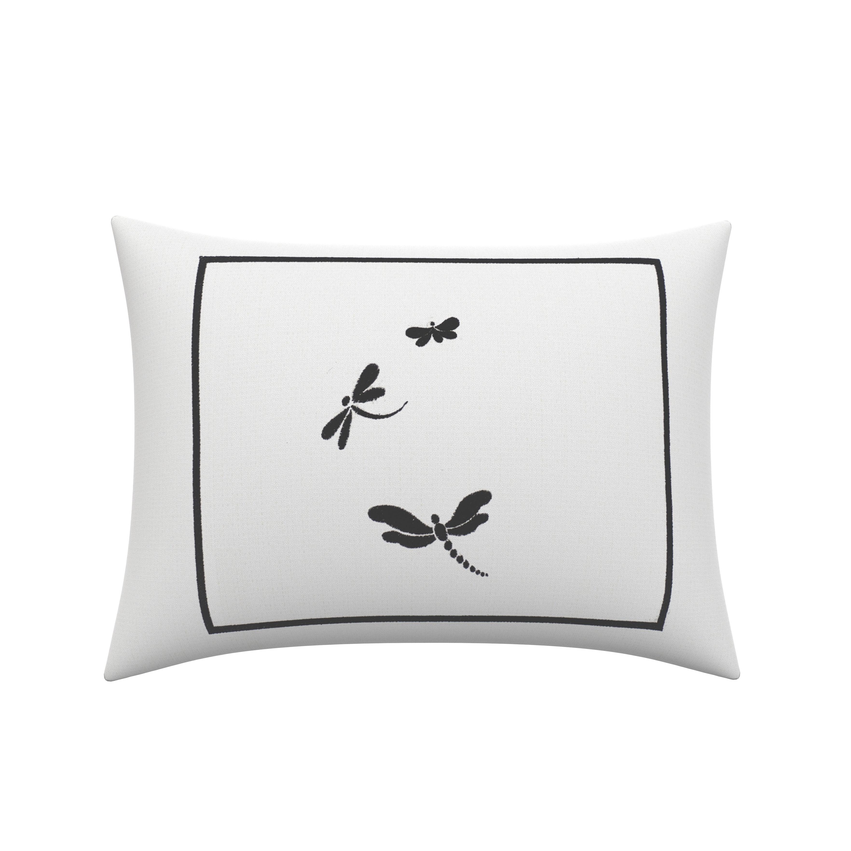 Embroidered Dragonfly Throw Pillow - Elegant Linen