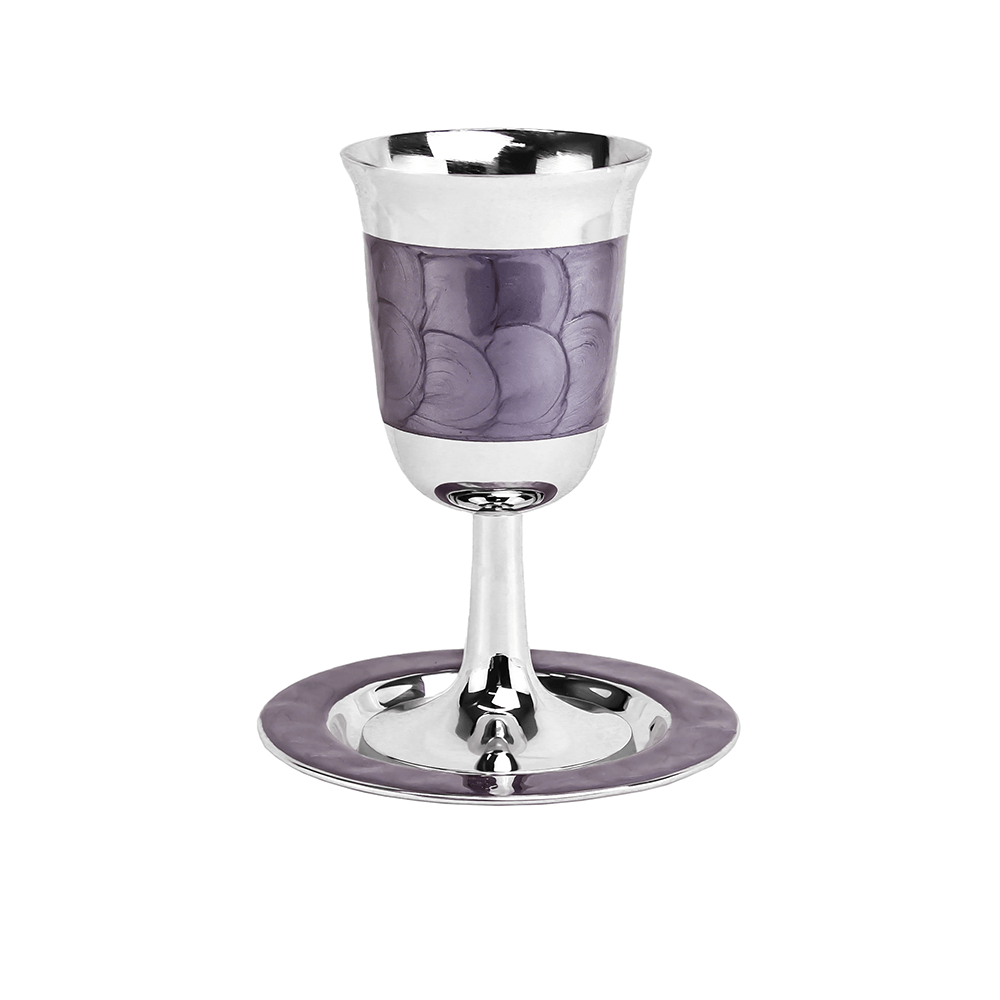 Enamel Kiddush Cup with Saucer - Elegant Linen