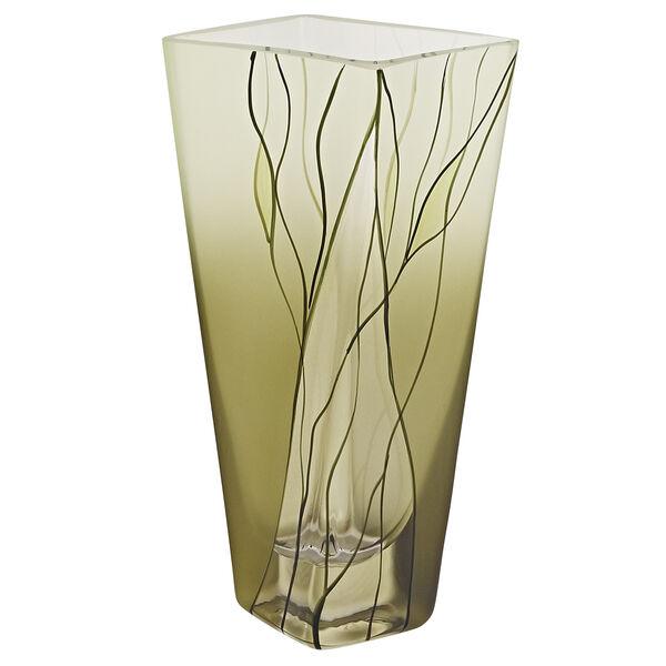 Evergreen European Mouth Blown Hand Decorated 8″ Squarish vase - Elegant Linen