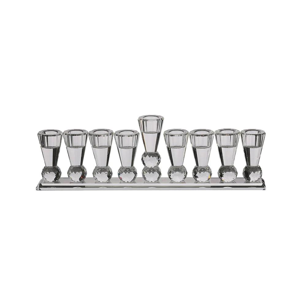 Flat Base Crystal Menorah - Elegant Linen