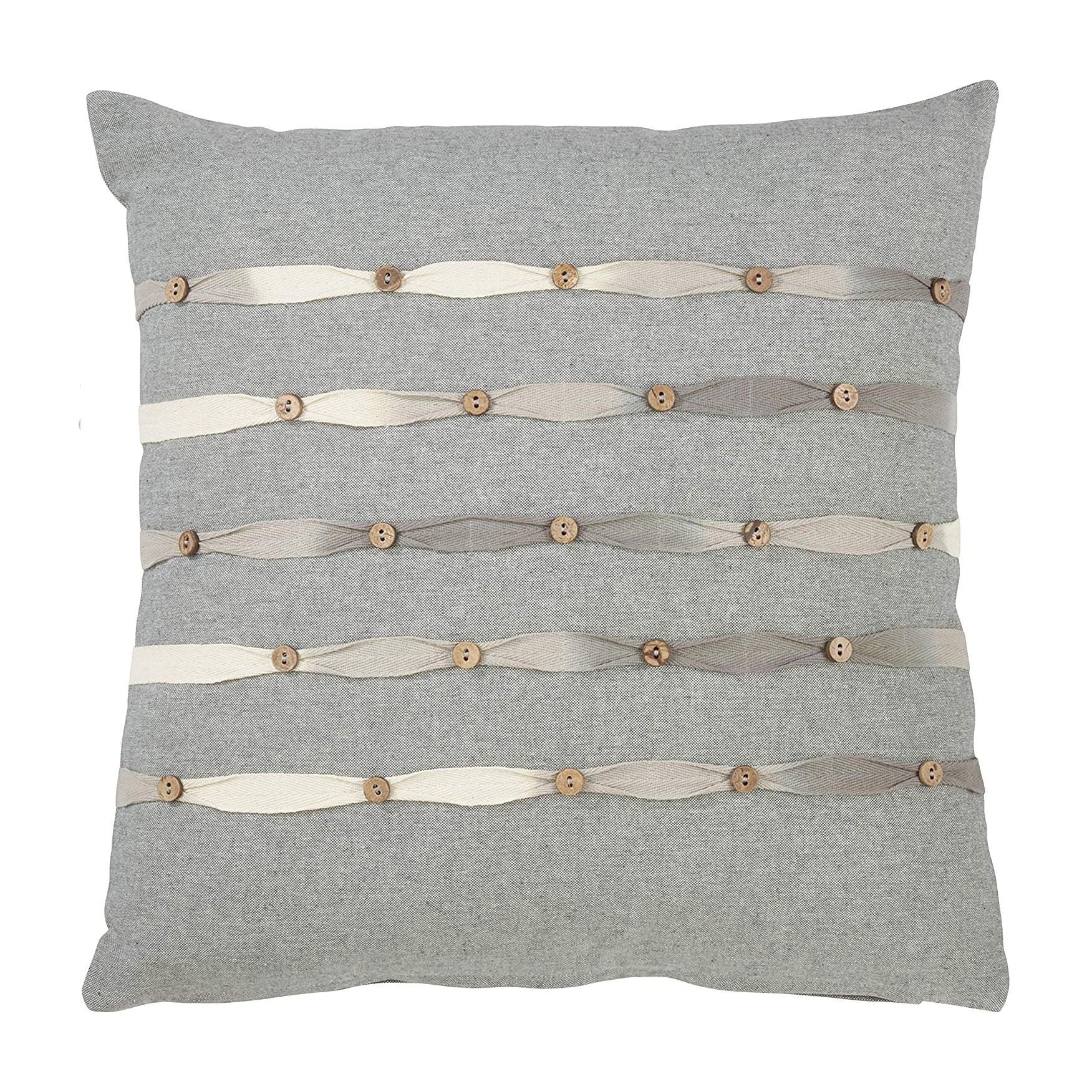 Frances Button Work Throw Pillow - Elegant Linen