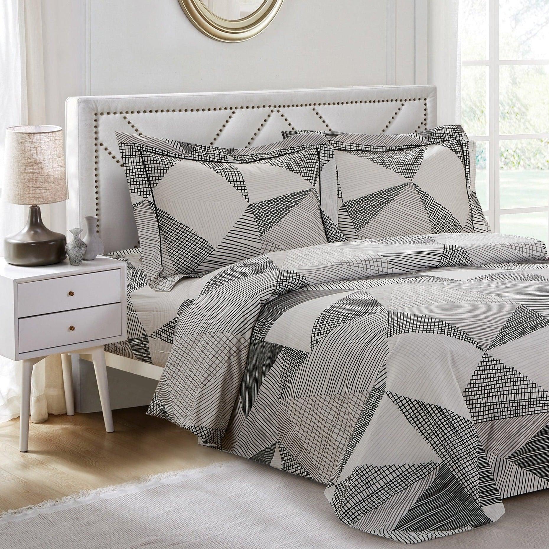 French Hexagon 6 Piece Bedding Set - Elegant Linen
