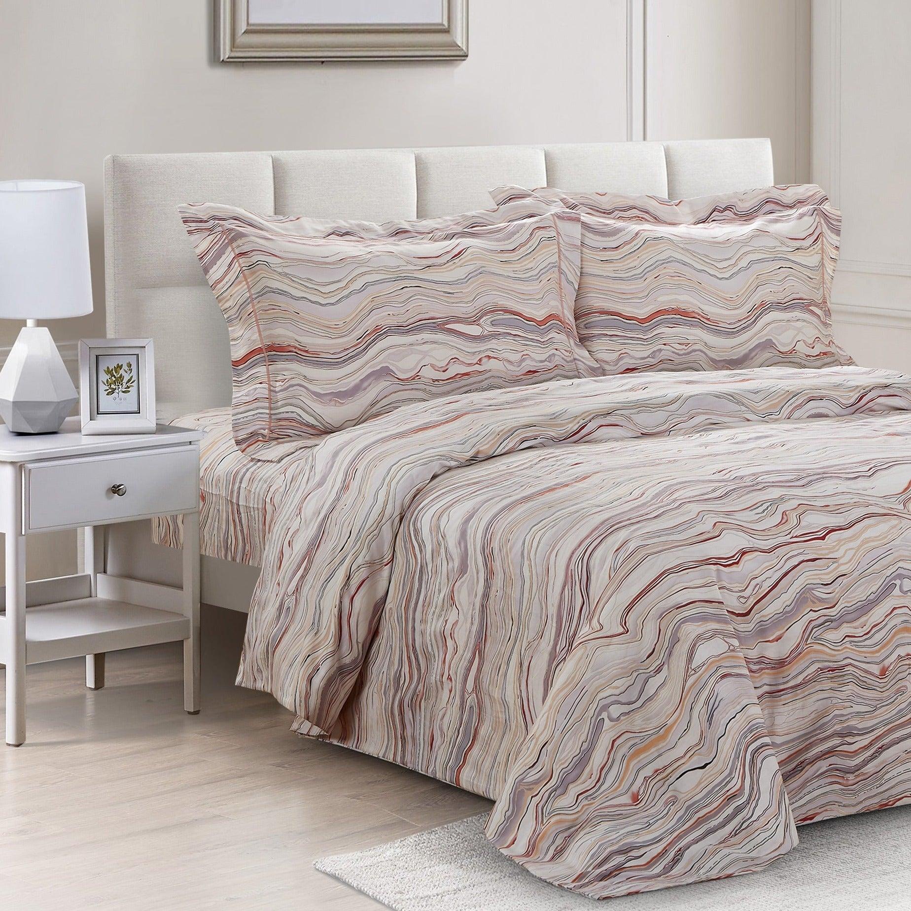 French Marble Multi 6 Piece Bedding Set - Elegant Linen