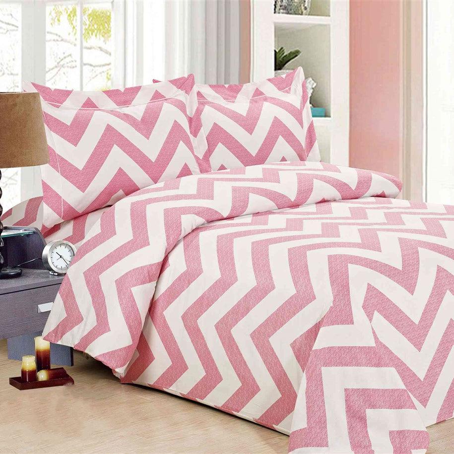 French Pink Waves 6 Piece Bedding Set - Elegant Linen