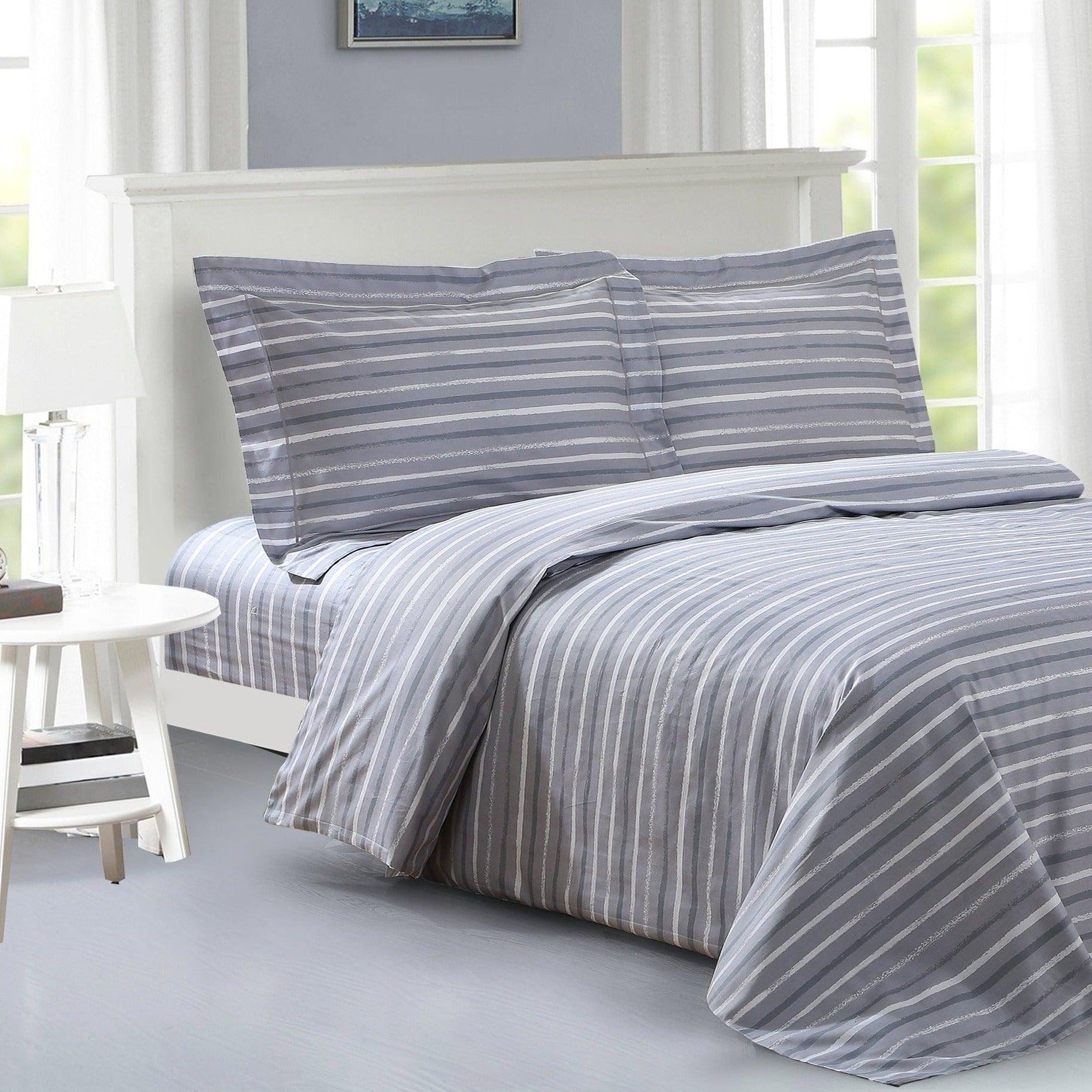 French Sky Blue 6 Piece Bedding Set - Elegant Linen