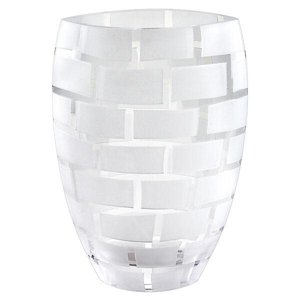 Frosted Wall Design on Mouth Blown European 12″ Crystal Vase - Elegant Linen