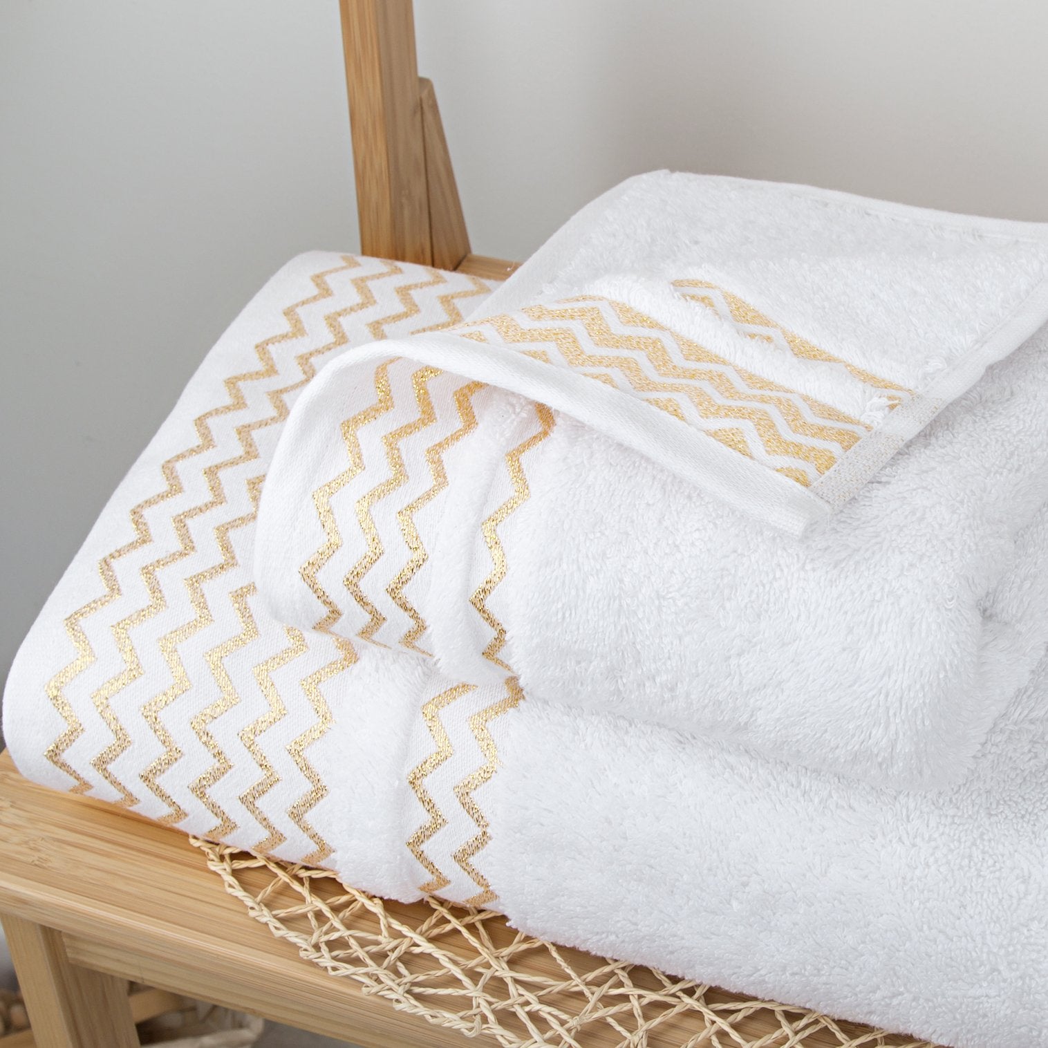 Elegant Linen Gilt Waves Bath and Hand Towel