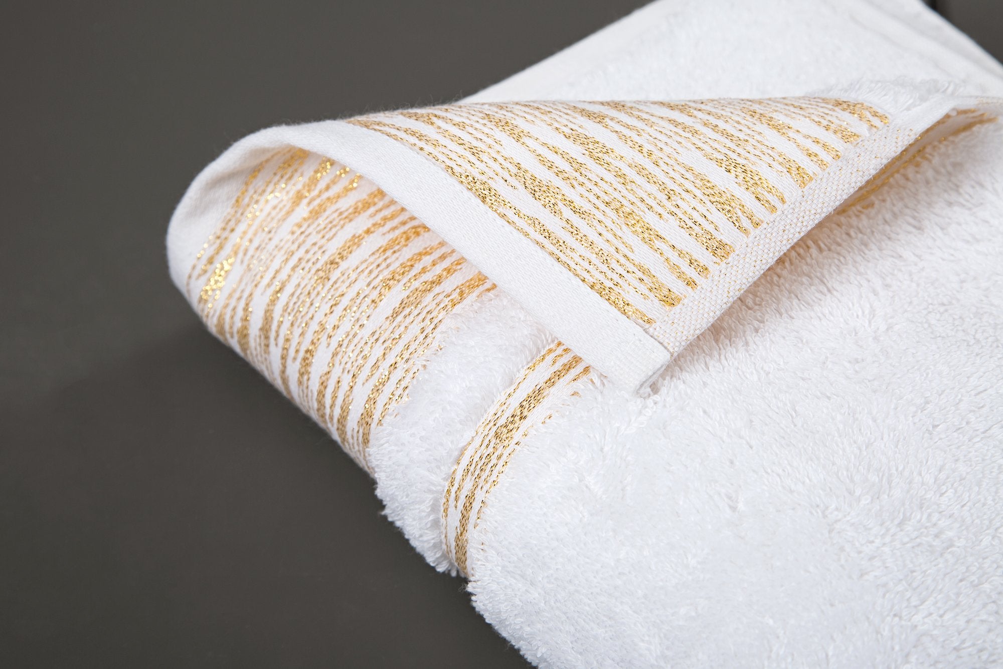 Elegant Linen Gilt Chevron Bath and Hand Towel