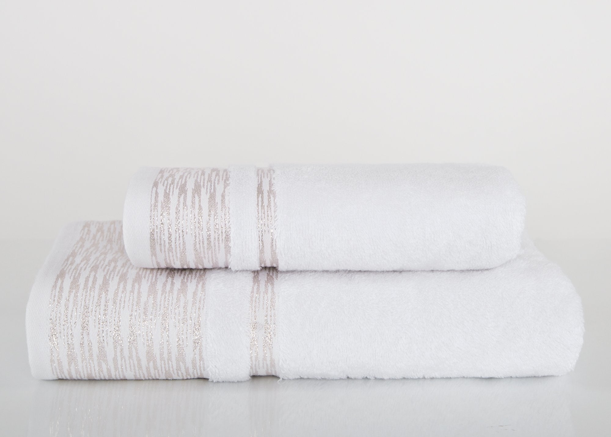 Elegant Linen Gilt Chevron Bath and Hand Towel