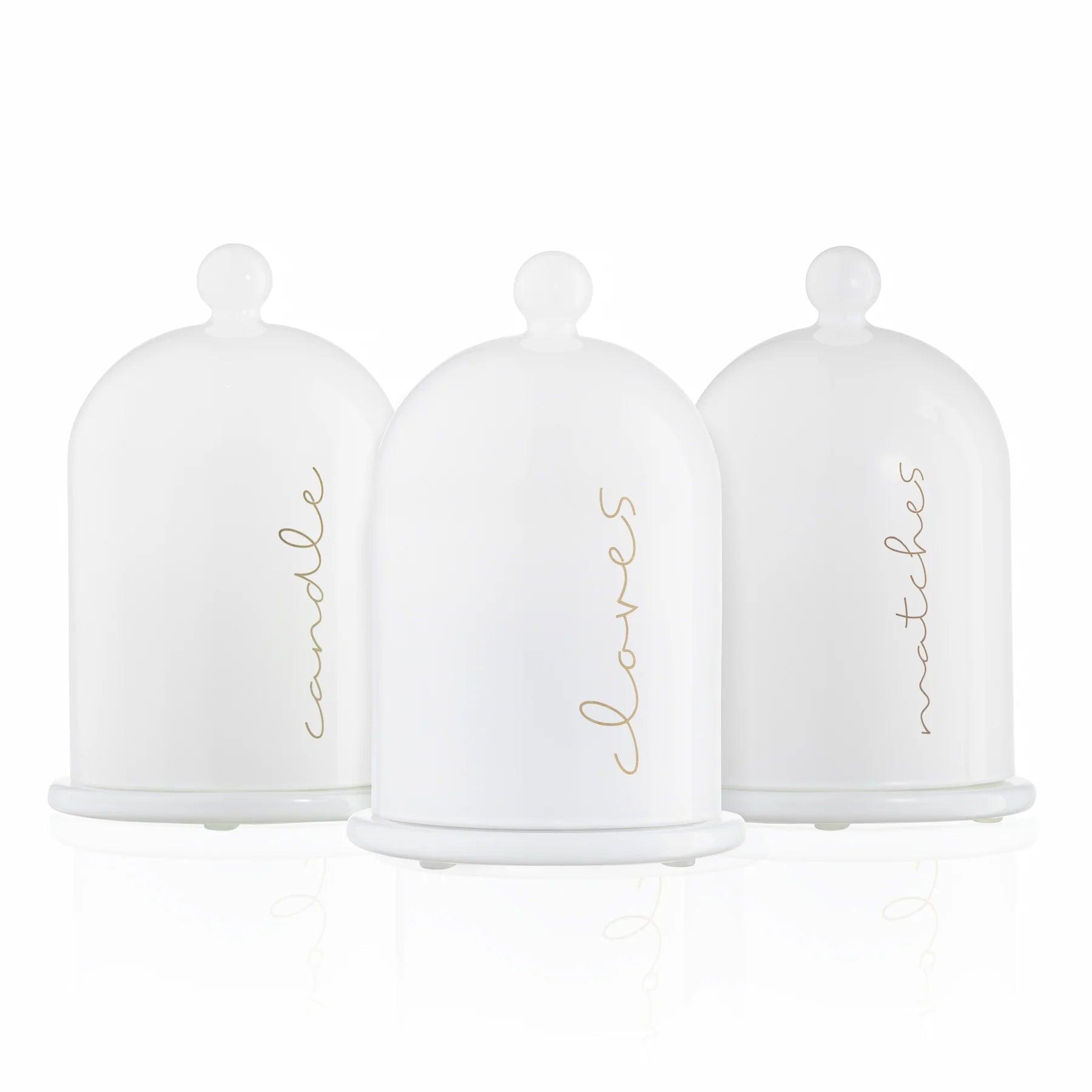 Glass Cloche Havdalah Set - Elegant Linen