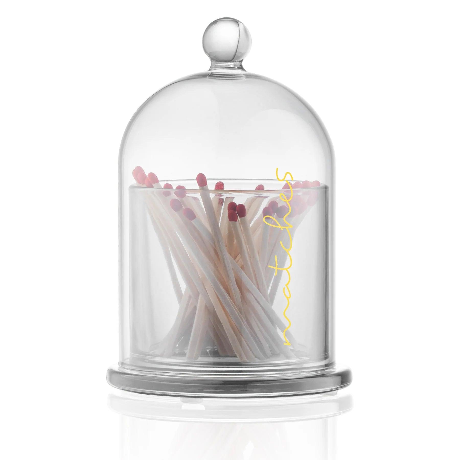 Glass Cloche Match Holder - Elegant Linen